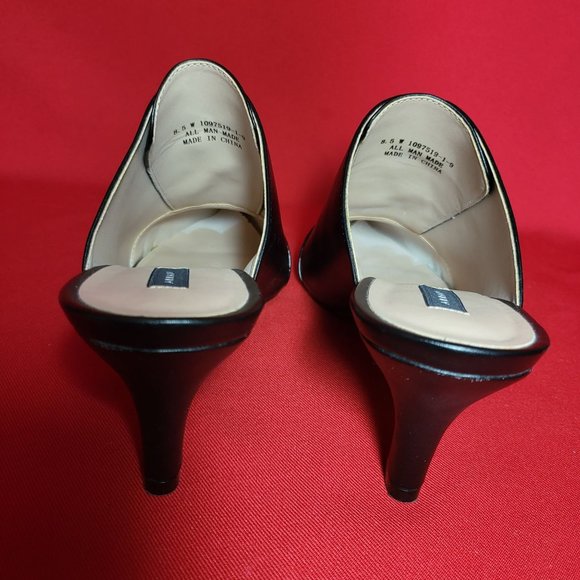 Array Jessie Womens Oxford Faux Leather Mules 8.5 W Black Synthetic - Picture 4 of 11